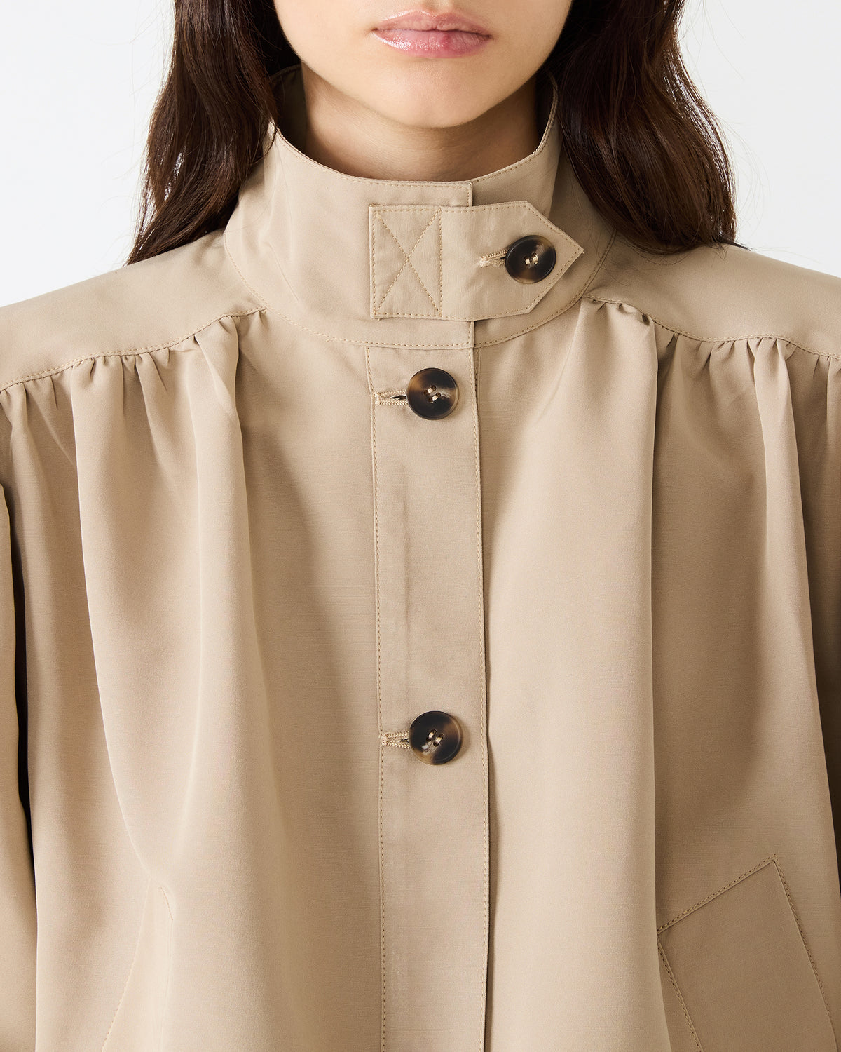 DEEDEE Tan Long-Sleeved Button-Up Collared Women's Jacket Steve Madden TAN