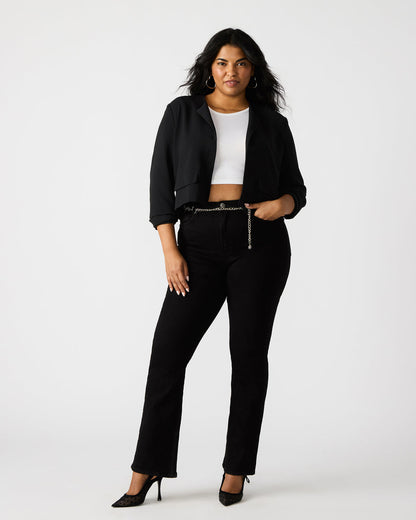 SERENEA Black Women's Long-Sleeved Open-Front Blazer Steve Madden BLACK