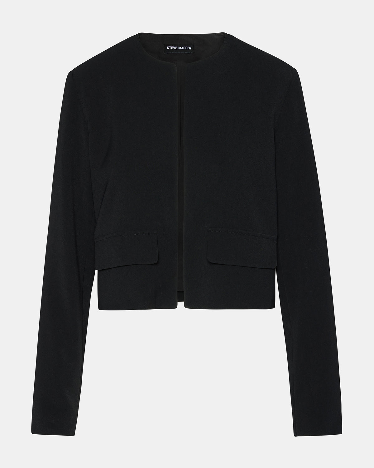 SERENEA Black Women's Long-Sleeved Open-Front Blazer Steve Madden BLACK