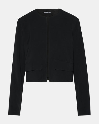 SERENEA Black Women's Long-Sleeved Open-Front Blazer Steve Madden BLACK