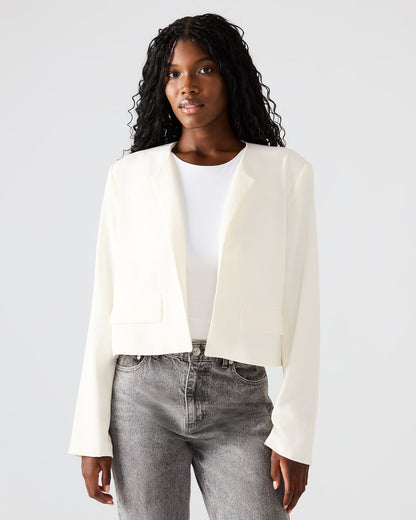 SERENEA White Women's Long-Sleeved Open-Front Blazer Steve Madden WHITE