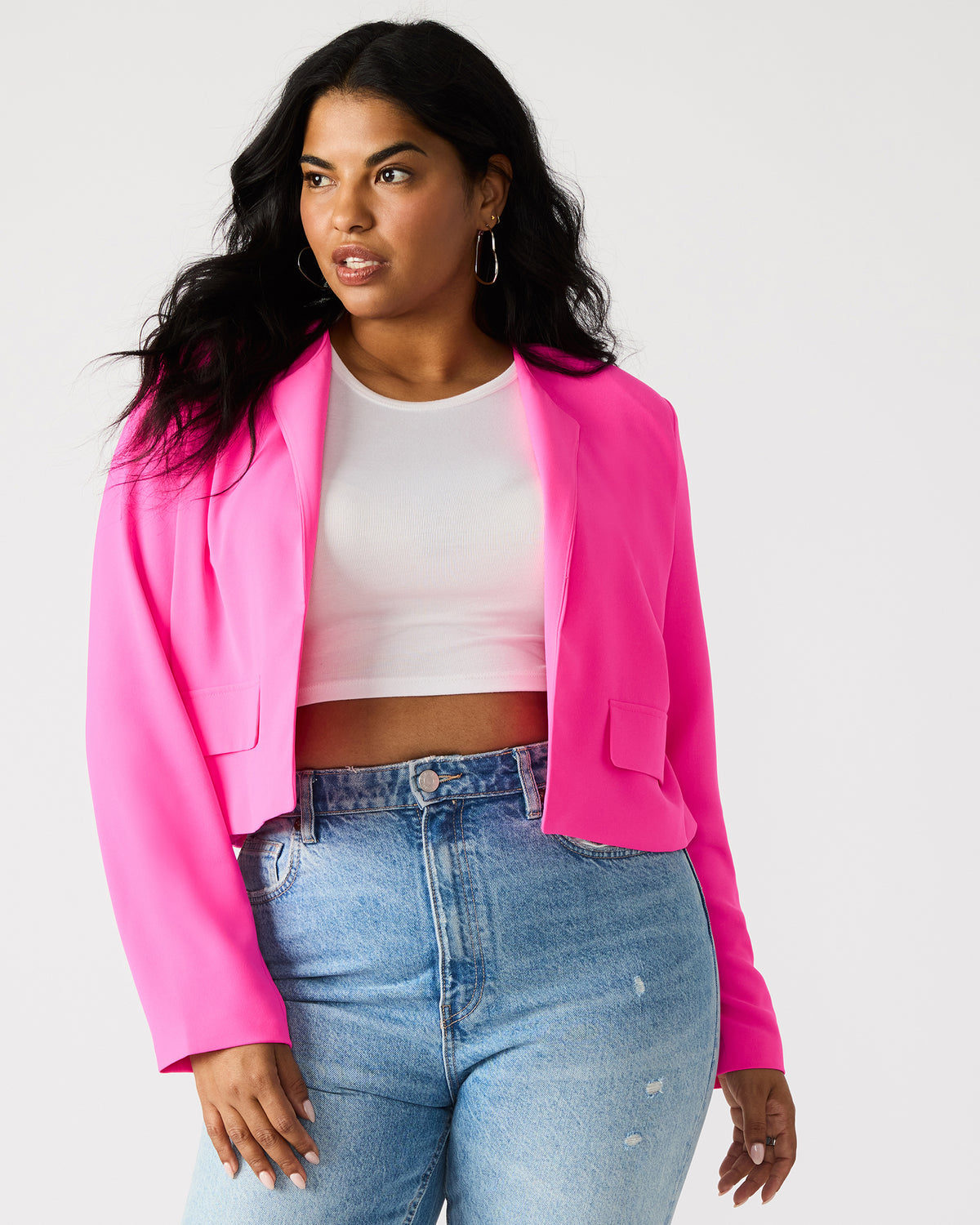 SERENEA Hot Pink Women's Long-Sleeved Open-Front Blazer Steve Madden HOT PINK