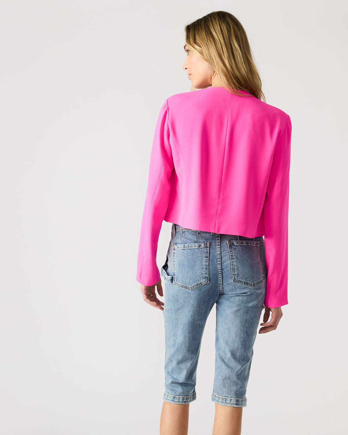 SERENEA Hot Pink Women's Long-Sleeved Open-Front Blazer Steve Madden HOT PINK