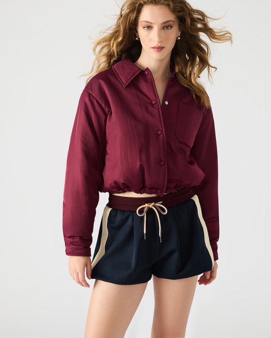 SELMA Wine Long-Sleeved Puffer Button-Up Women's Jacket Steve Madden WINE