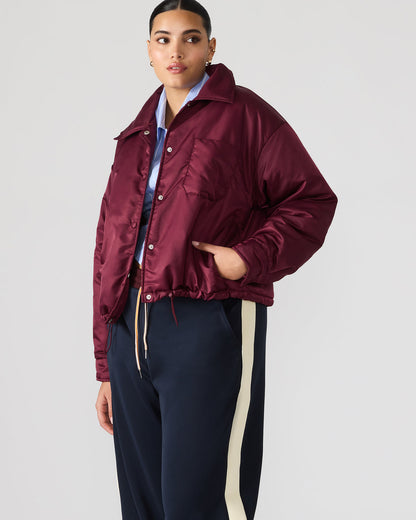 SELMA Wine Long-Sleeved Puffer Button-Up Women's Jacket Steve Madden WINE