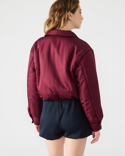 SELMA Wine Long-Sleeved Puffer Button-Up Women's Jacket Steve Madden WINE
