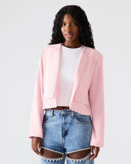 SERENEA Powder Puff Women's Long-Sleeved Open-Front Blazer Steve Madden POWDER PUFF