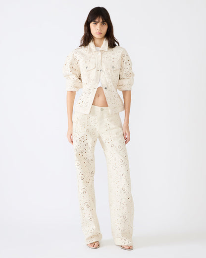 HENRIETTA Sea Mist Long-Sleeved Button-Up Eyelet Women's Jacket Steve Madden SEA MIST