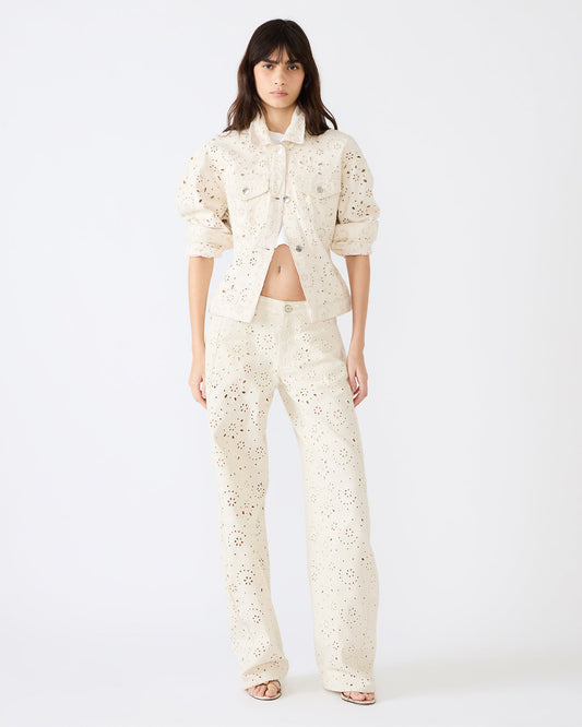 HENRIETTA Sea Mist Long-Sleeved Button-Up Eyelet Women's Jacket Steve Madden SEA MIST
