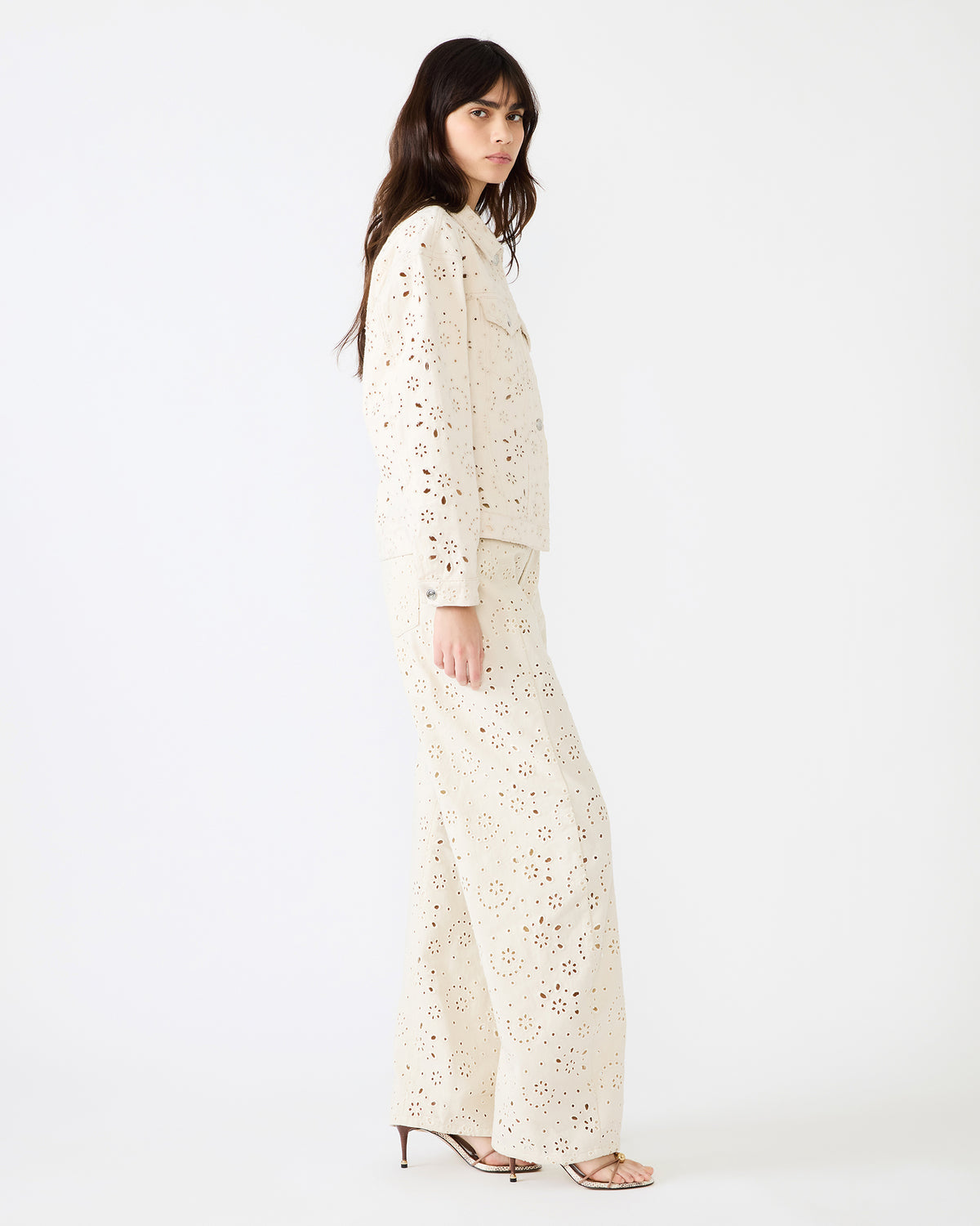 HENRIETTA Sea Mist Long-Sleeved Button-Up Eyelet Women's Jacket Steve Madden SEA MIST