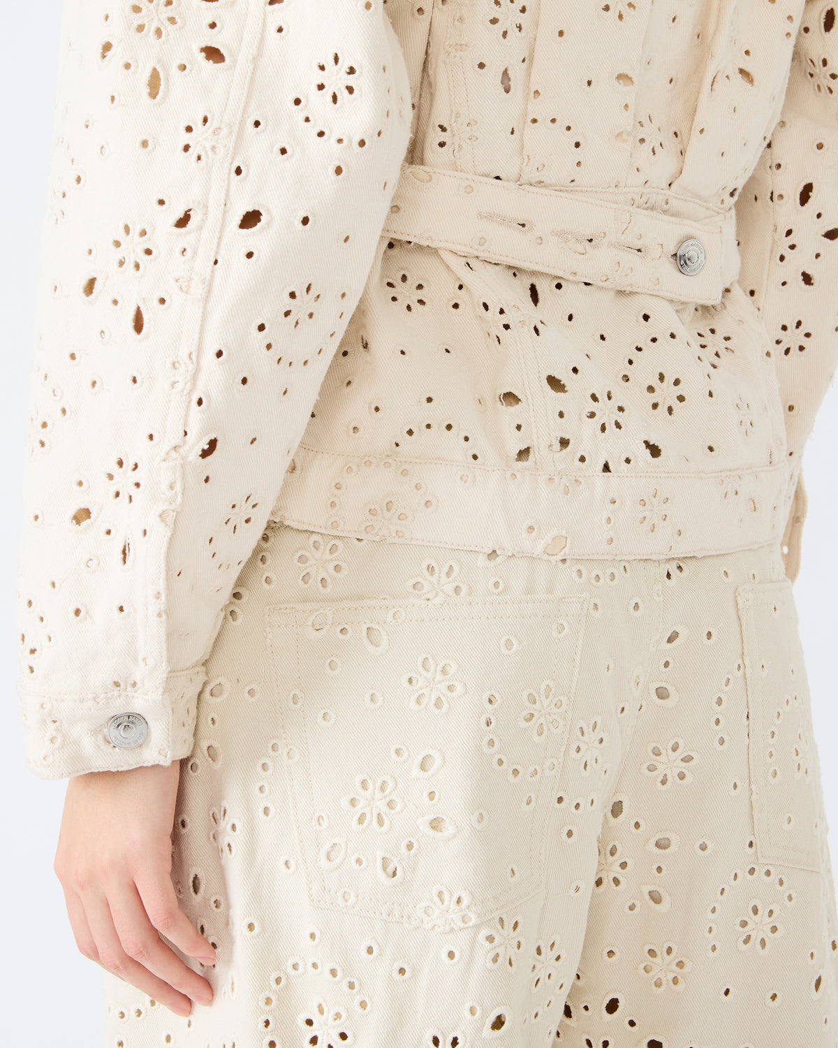 HENRIETTA Sea Mist Long-Sleeved Button-Up Eyelet Women's Jacket Steve Madden SEA MIST