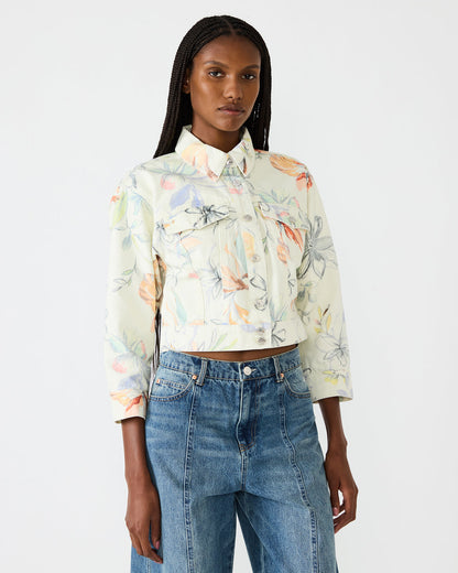 RALEIGH Vintage Ivory Long-Sleeved Button-Up Denim Women's Jacket Steve Madden VINTAGE IVORY