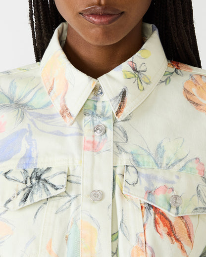 RALEIGH Vintage Ivory Long-Sleeved Button-Up Denim Women's Jacket Steve Madden VINTAGE IVORY