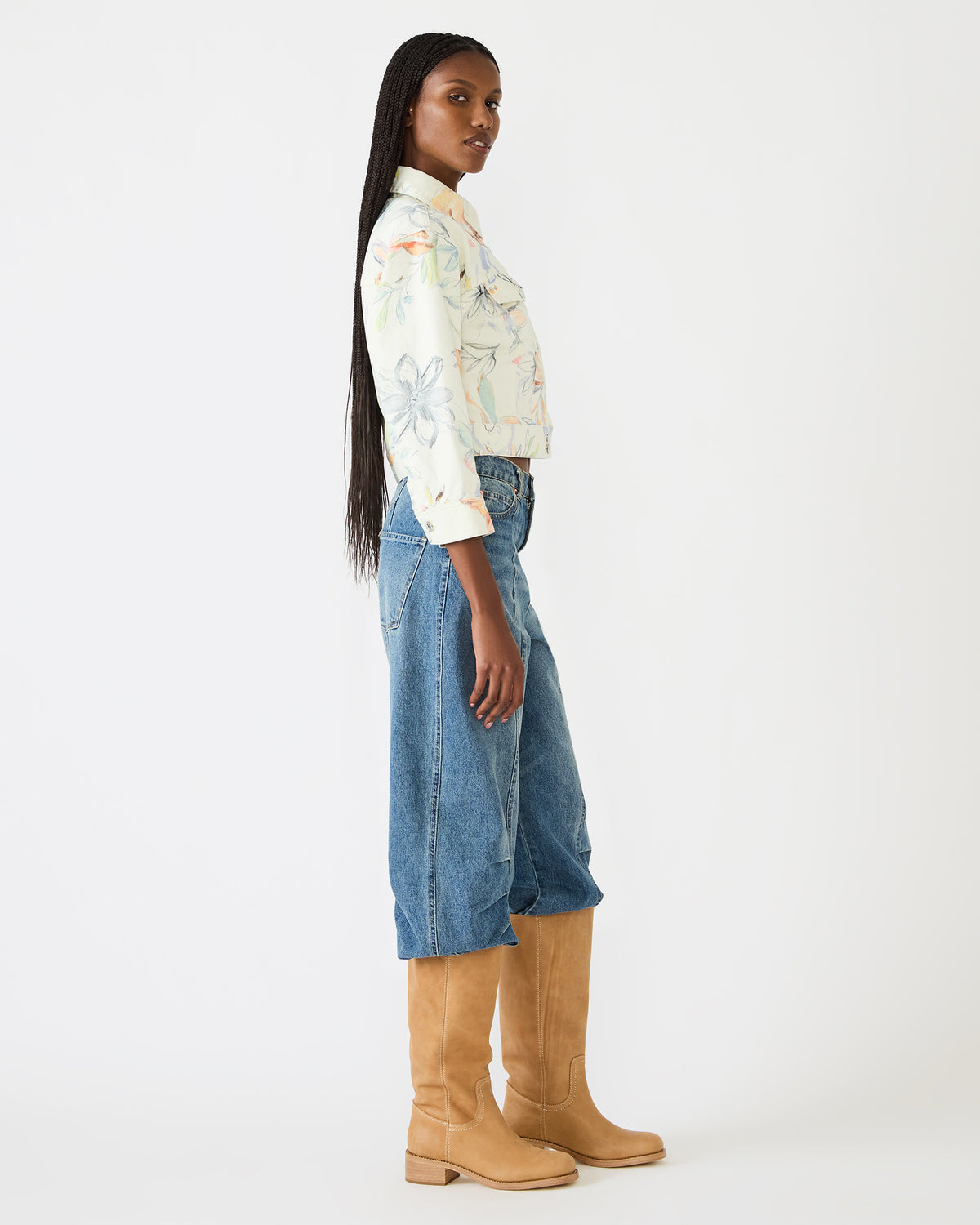 RALEIGH Vintage Ivory Long-Sleeved Button-Up Denim Women's Jacket Steve Madden VINTAGE IVORY