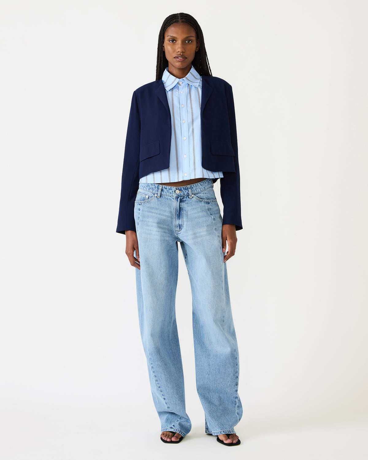 SERENEA Blazer Marine Long-Sleeved Open-Front Blazer Steve Madden MARINE