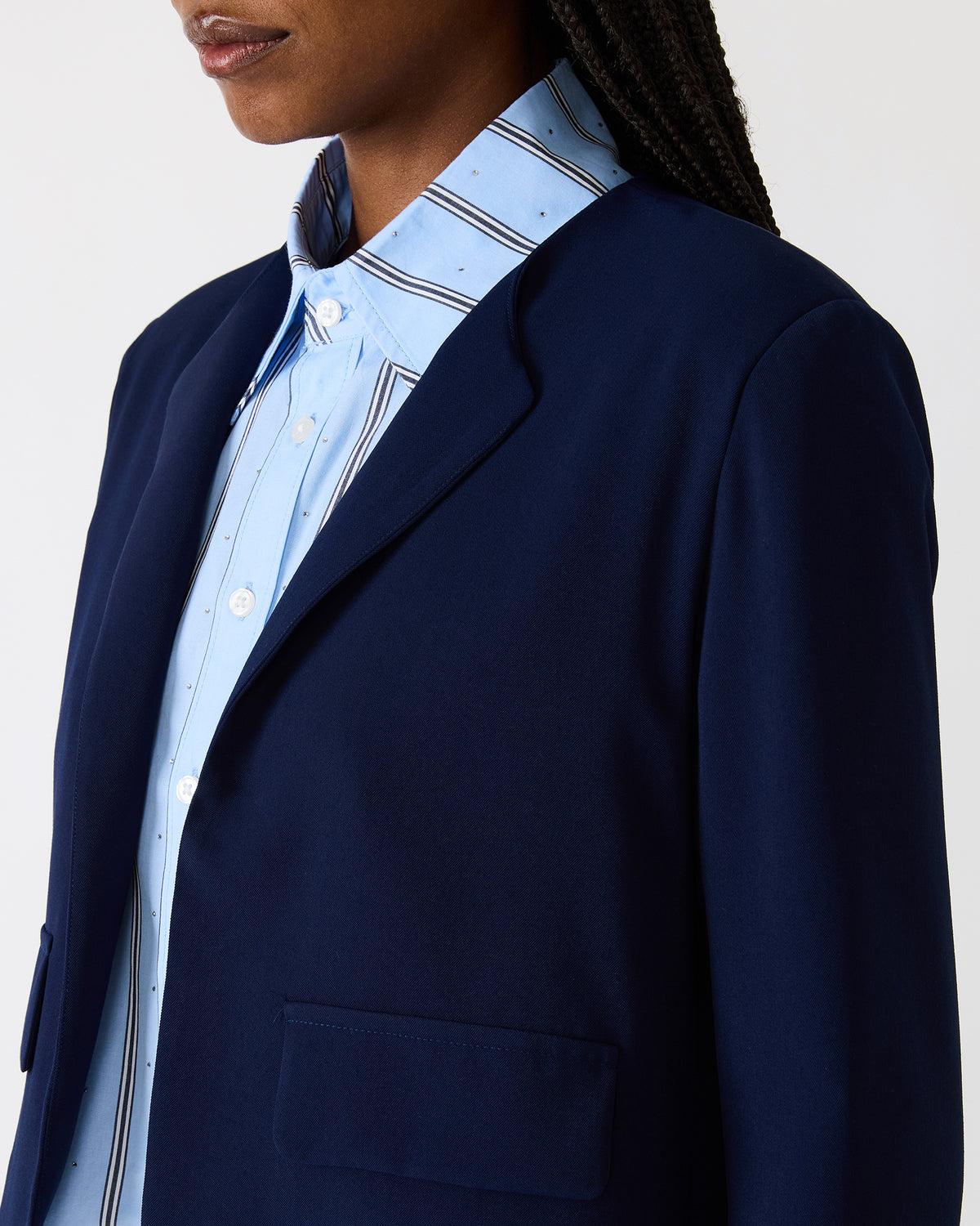 SERENEA Blazer Marine Long-Sleeved Open-Front Blazer Steve Madden MARINE