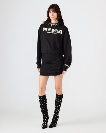 SM Black Logo Long-Sleeved Women's Hoodie Steve Madden BLACK