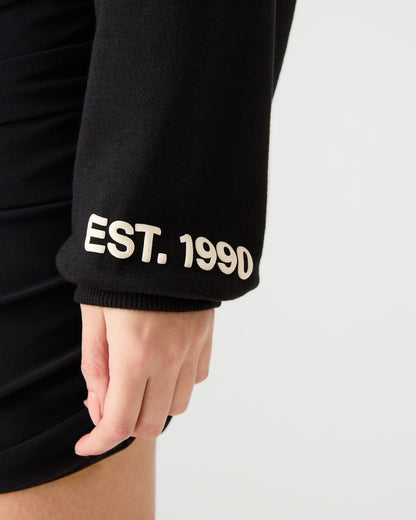 SM Black Logo Long-Sleeved Women's Hoodie Steve Madden BLACK
