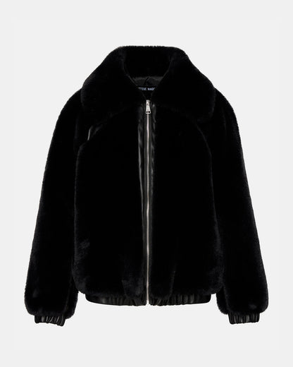 ZEPHRINE Jacket Black | Women's Long-Sleeved Furry Jacket Steve Madden BLACK