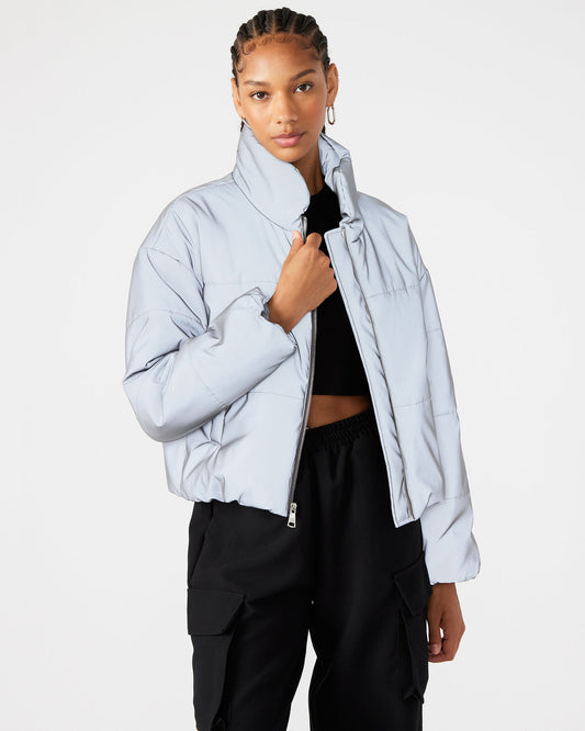 POLAR Jacket Silver | Women's Reflective Nylon Puffer Jacket Steve Madden SILVER