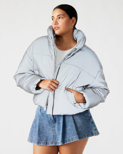 POLAR Jacket Silver | Women's Reflective Nylon Puffer Jacket Steve Madden SILVER