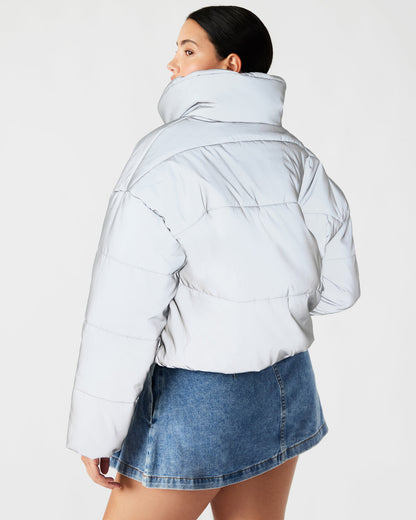 POLAR Jacket Silver | Women's Reflective Nylon Puffer Jacket Steve Madden SILVER