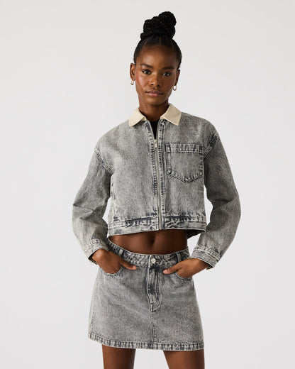 GLACIA Light Grey Women's Long-Sleeved Denim Jacket Steve Madden LIGHT GREY