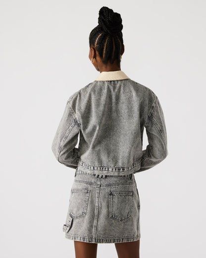 GLACIA Light Grey Women's Long-Sleeved Denim Jacket Steve Madden LIGHT GREY