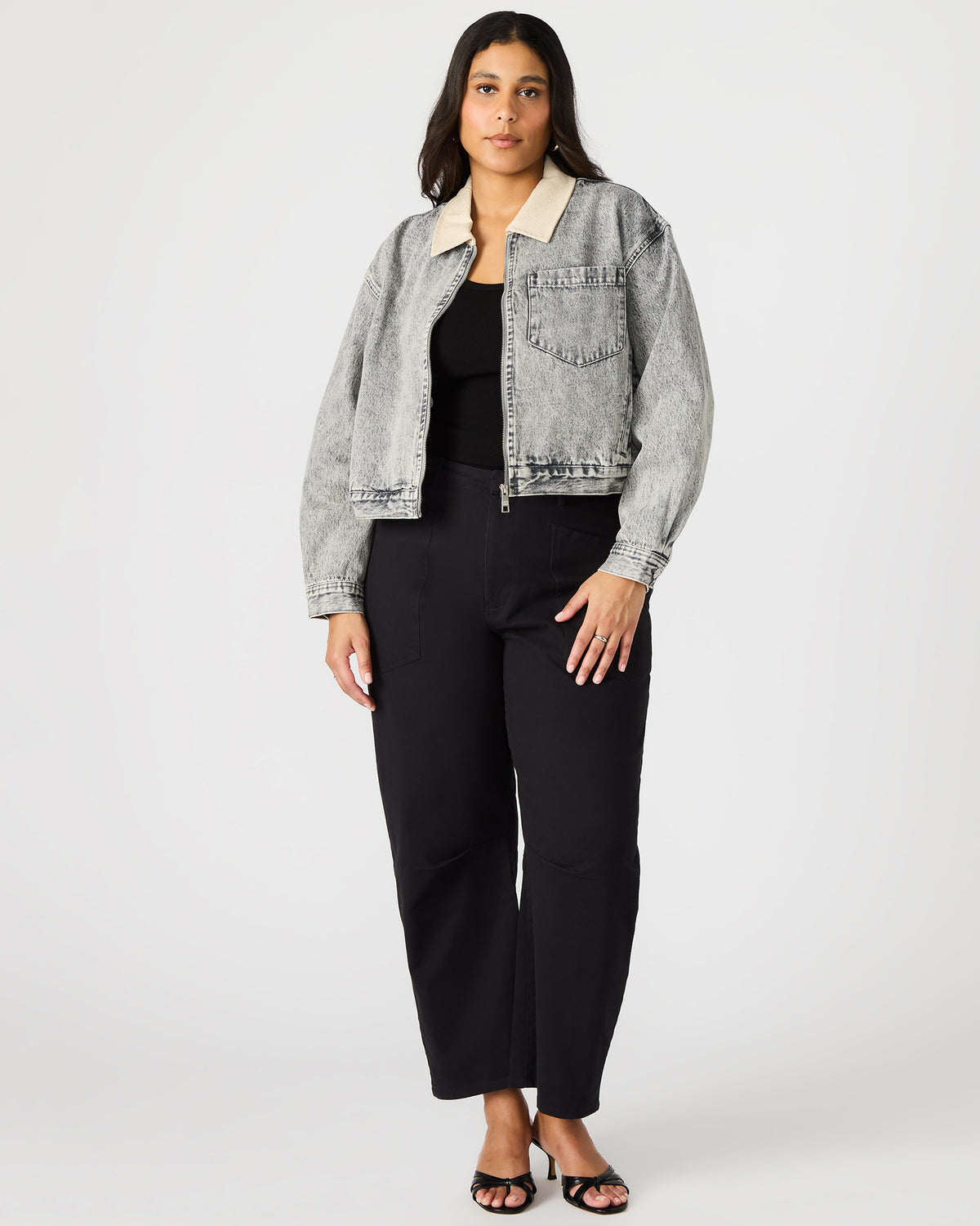 GLACIA Light Grey Women's Long-Sleeved Denim Jacket Steve Madden LIGHT GREY