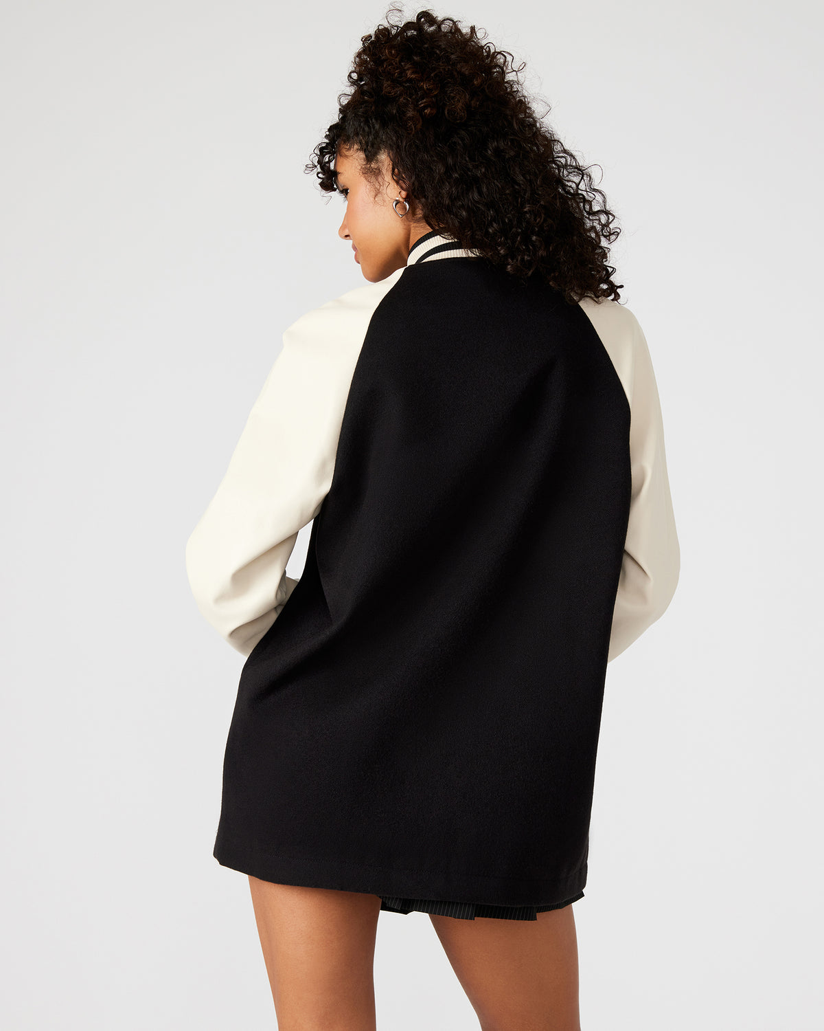 SKYLIE Jacket Black | Women's Varsity Bomber Jacket Steve Madden BLACK