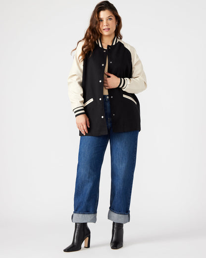 SKYLIE Jacket Black | Women's Varsity Bomber Jacket Steve Madden BLACK