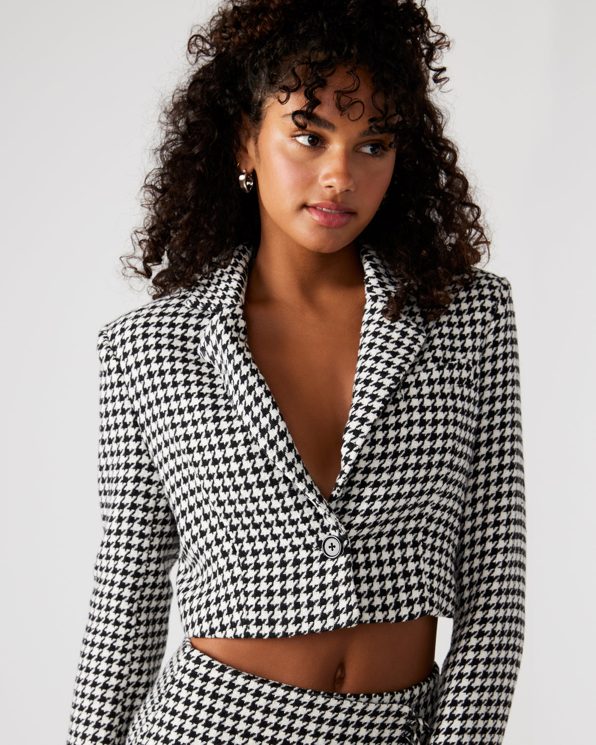 RUPI Blazer Black/White | Women's Cropped Tweed Blazer