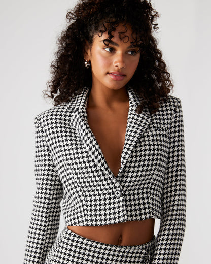 RUPI Blazer Black/White | Women's Cropped Tweed Blazer