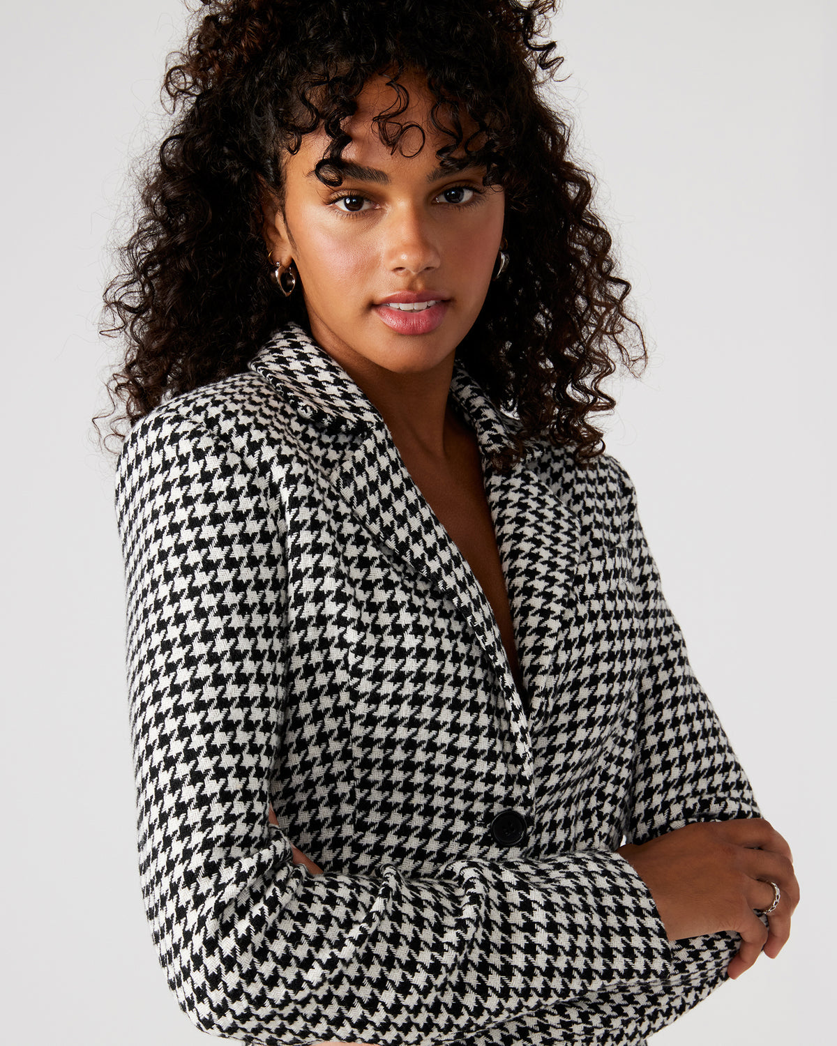 RUPI Blazer Black/White | Women's Cropped Tweed Blazer