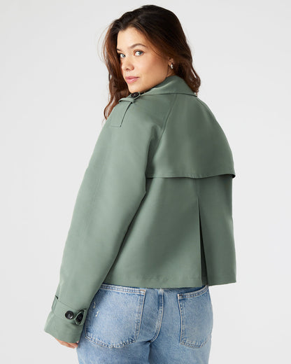 SIRUS Light Green Women's Cropped Denim Trench Coat Steve Madden LIGHT GREEN