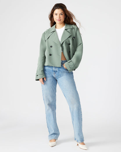 SIRUS Light Green Women's Cropped Denim Trench Coat Steve Madden LIGHT GREEN