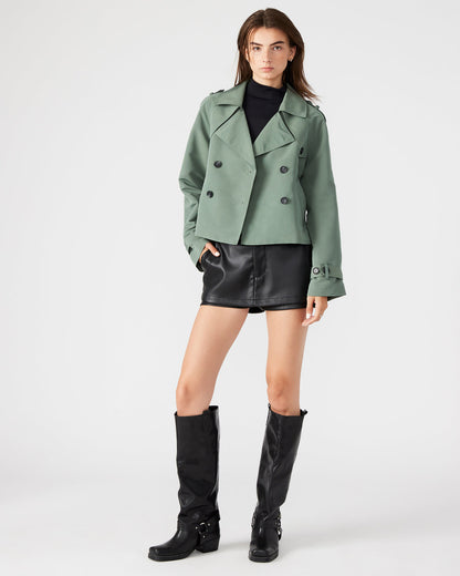 SIRUS Light Green Women's Cropped Denim Trench Coat Steve Madden LIGHT GREEN