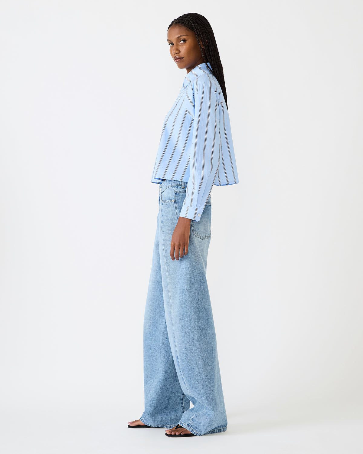 TESS Estate Blue Long-Sleeved Button-Up Women's Top Steve Madden ESTATE BLUE