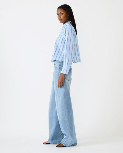 TESS Estate Blue Long-Sleeved Button-Up Women's Top Steve Madden ESTATE BLUE