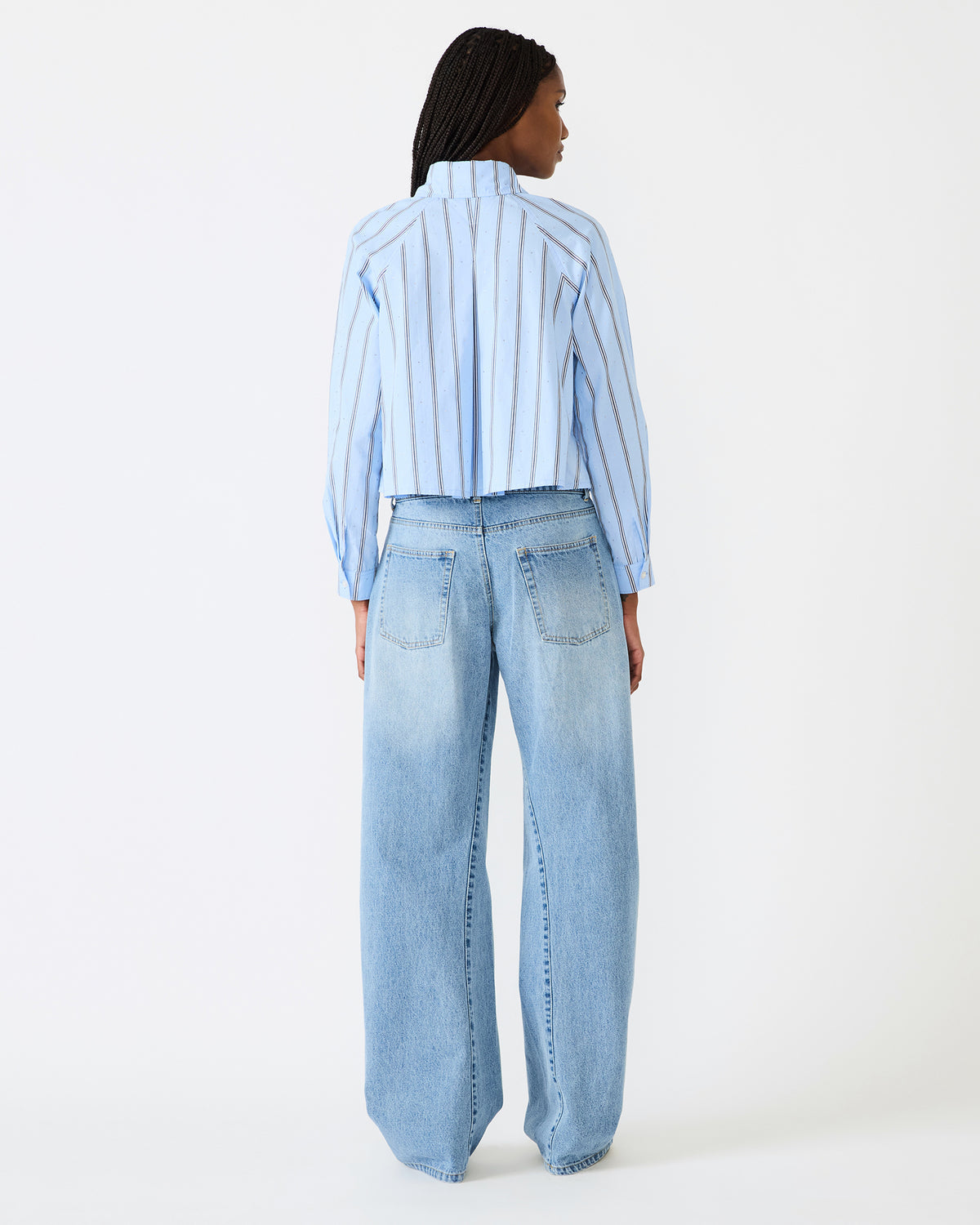 TESS Estate Blue Long-Sleeved Button-Up Women's Top Steve Madden ESTATE BLUE