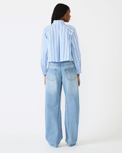 TESS Estate Blue Long-Sleeved Button-Up Women's Top Steve Madden ESTATE BLUE