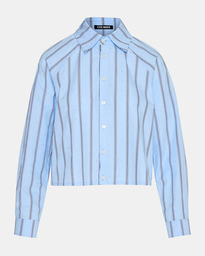 TESS Estate Blue Long-Sleeved Button-Up Women's Top Steve Madden ESTATE BLUE