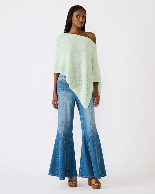 CHANNING Bay Green Asymmetrical Knit Poncho Women's Top Steve Madden BAY GREEN
