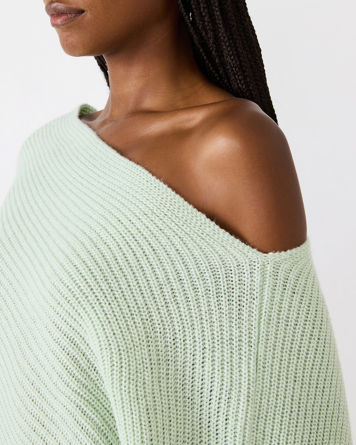 CHANNING Bay Green Asymmetrical Knit Poncho Women's Top Steve Madden BAY GREEN