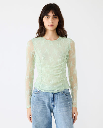 LUMA Bay Green Long-Sleeved Mesh Lace Women's Top Steve Madden BAY GREEN