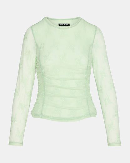 LUMA Bay Green Long-Sleeved Mesh Lace Women's Top Steve Madden BAY GREEN
