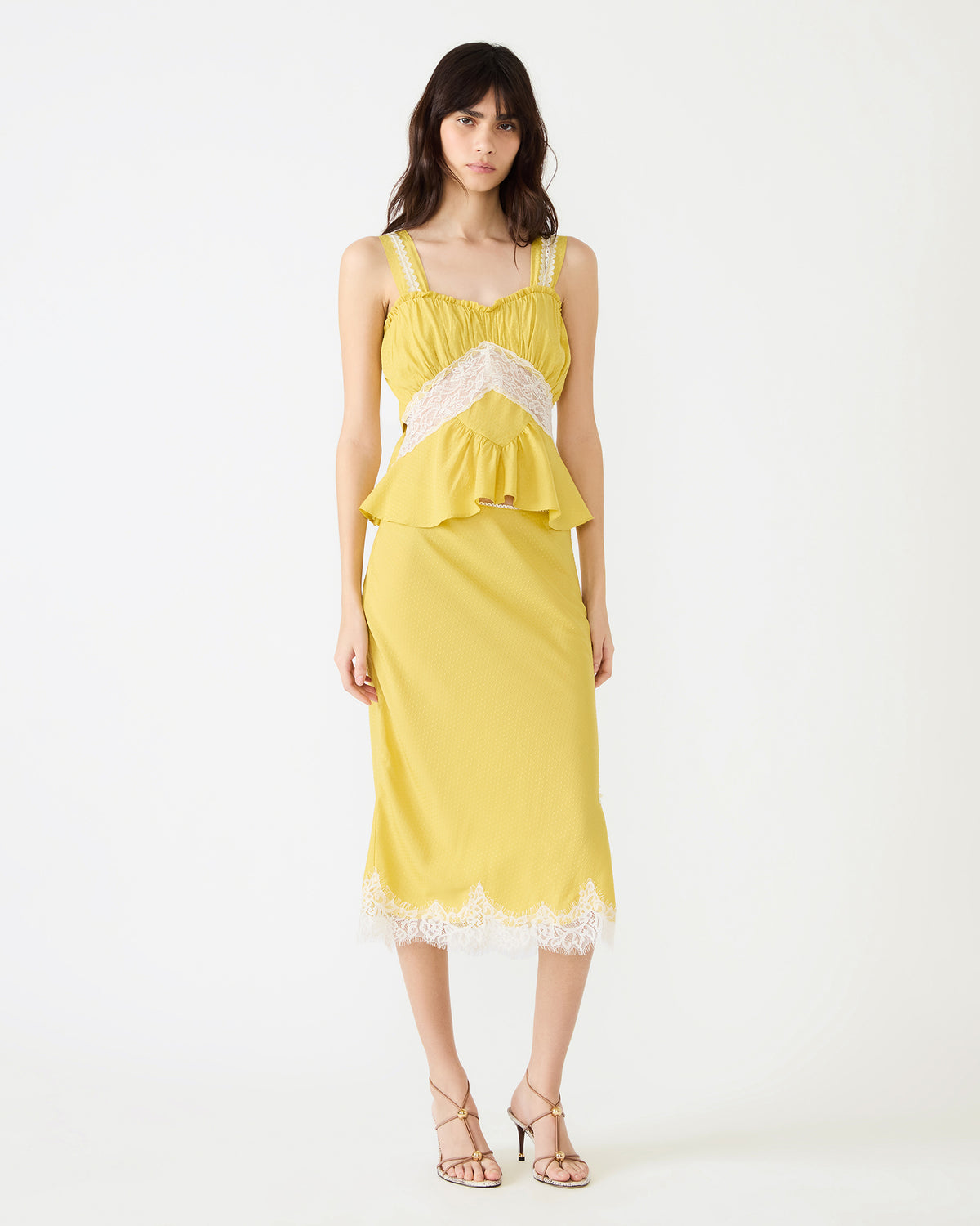 CINTHIA Golden Lime Sleeveless Lace Trim Women's Top Steve Madden GOLDEN LIME