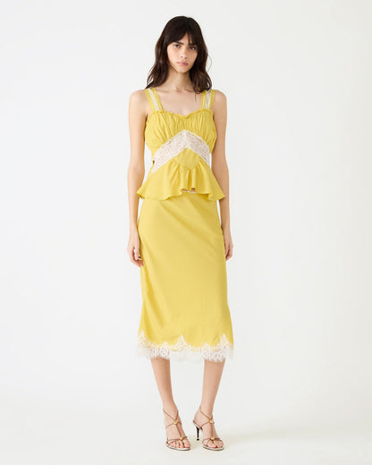 CINTHIA Golden Lime Sleeveless Lace Trim Women's Top Steve Madden GOLDEN LIME