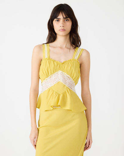 CINTHIA Golden Lime Sleeveless Lace Trim Women's Top Steve Madden GOLDEN LIME