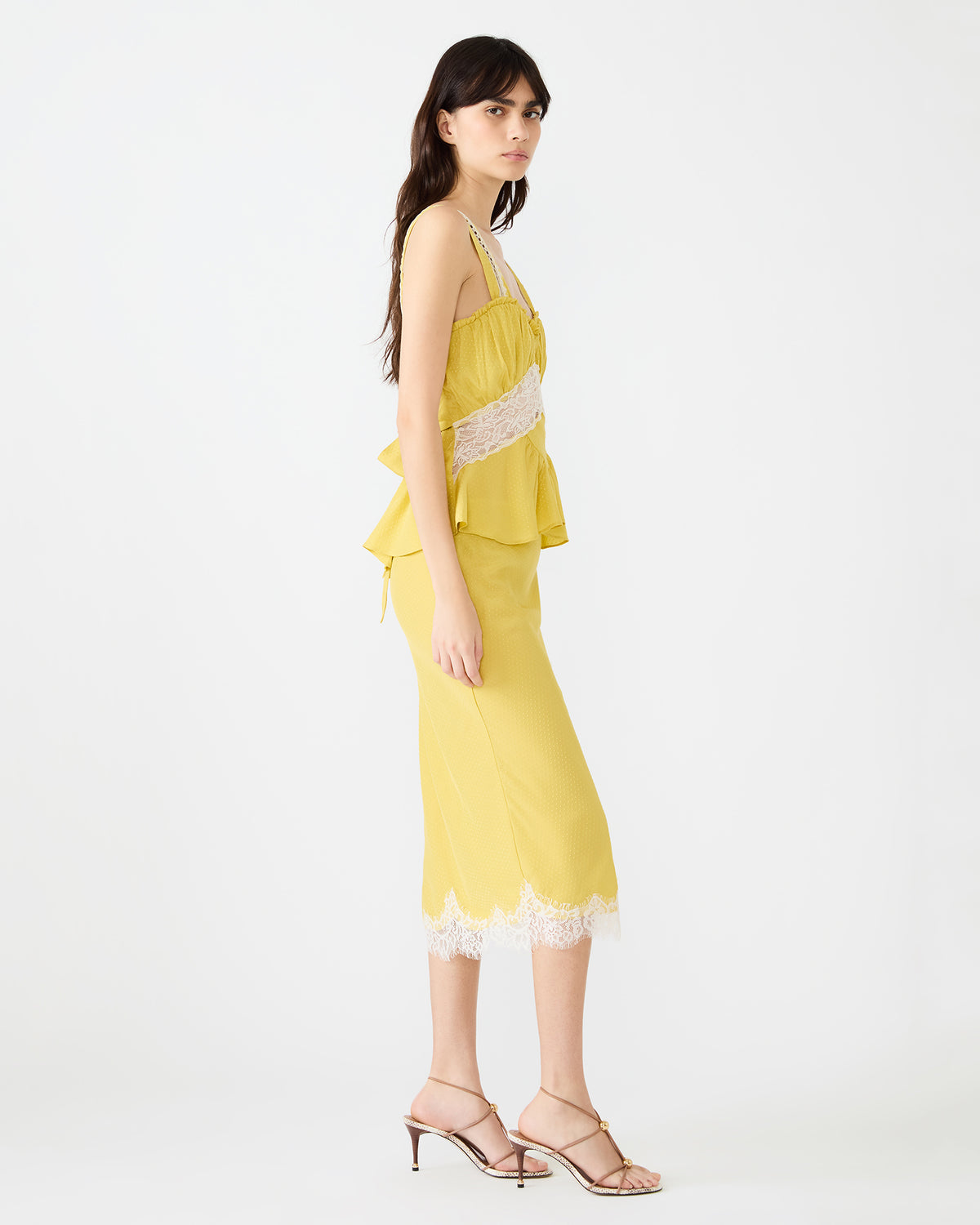 CINTHIA Golden Lime Sleeveless Lace Trim Women's Top Steve Madden GOLDEN LIME